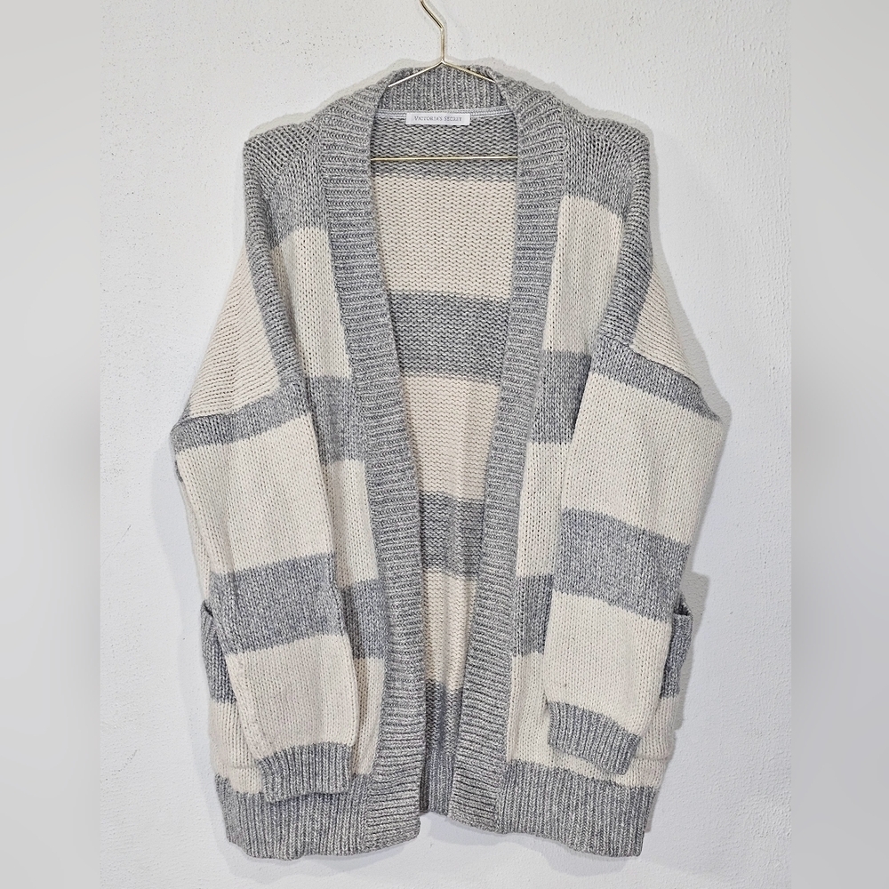 Victoria's Secret Gray and Cream Block Cardigan Women's OS